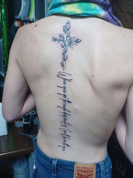 Tattoos - lettering on the back  - 144369